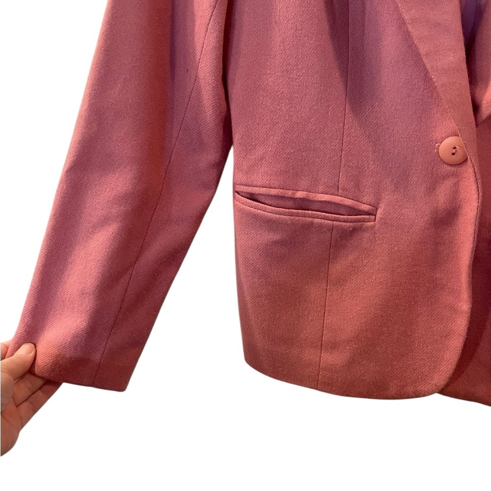 Adolfo Studio Women’s One Button Wool Pink Lined Blazer Size: 6 - Picture 4 of 5